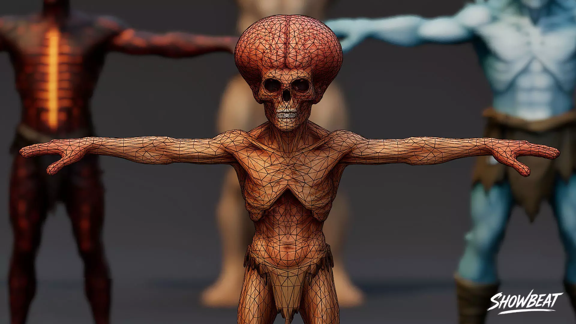 Complete Ghoul T-Pose Pack Low-poly 3D model_12