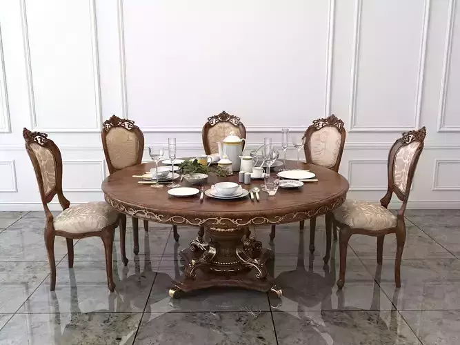 Classic European style Dining Table and Chairs 4