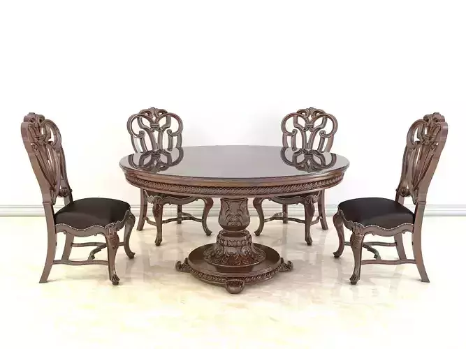 Classic European style Dining Table and Chairs 6