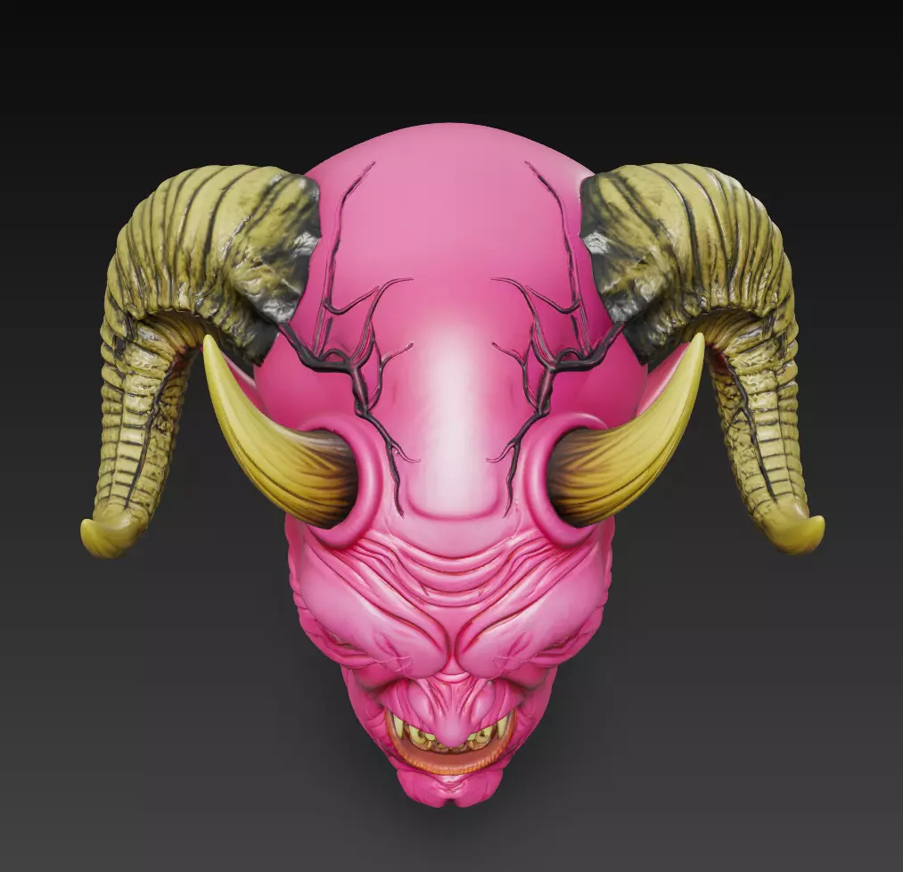 Demon Lord Head - Stylized Fantasy Bust 3D Model 3D print model_4