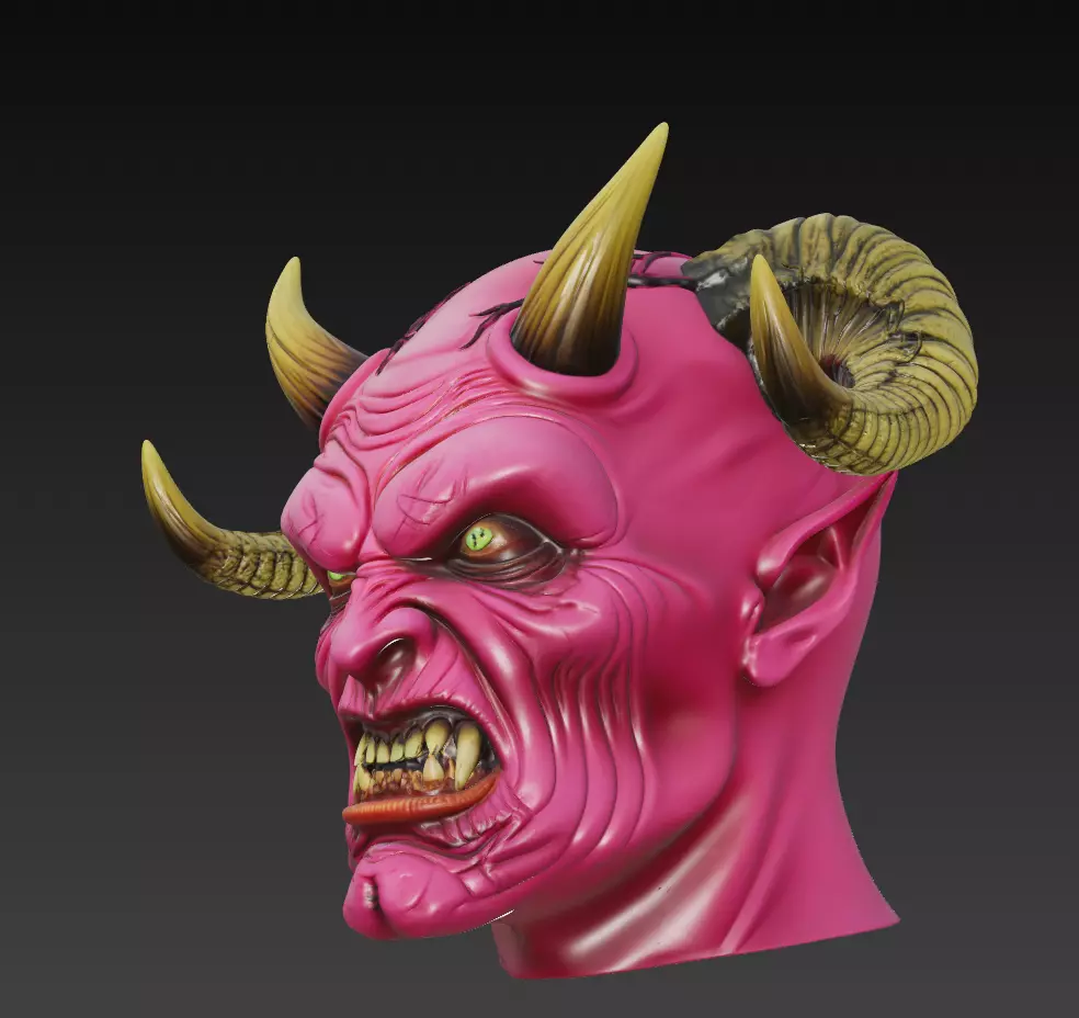 Demon Lord Head - Stylized Fantasy Bust 3D Model 3D print model_1
