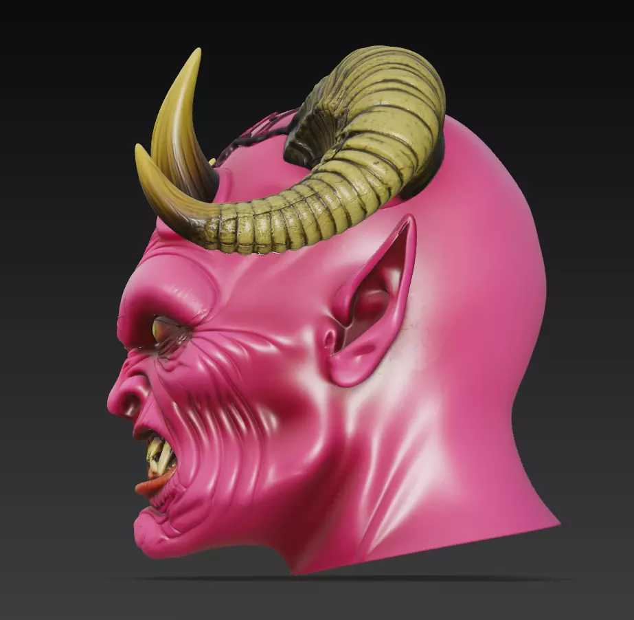 Demon Lord Head - Stylized Fantasy Bust 3D Model 3D print model_3
