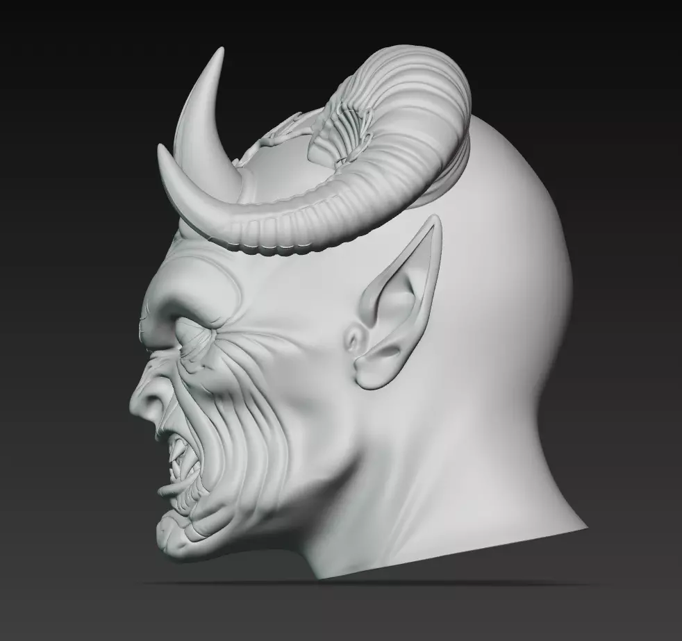 Demon Lord Head - Stylized Fantasy Bust 3D Model 3D print model_10