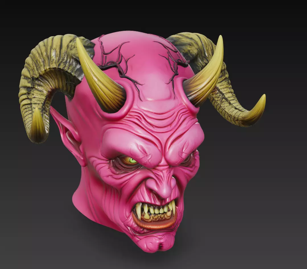 Demon Lord Head - Stylized Fantasy Bust 3D Model 3D print model_2