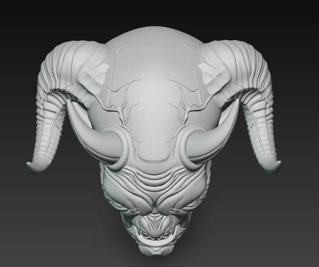 Demon Lord Head - Stylized Fantasy Bust 3D Model 3D print model_7
