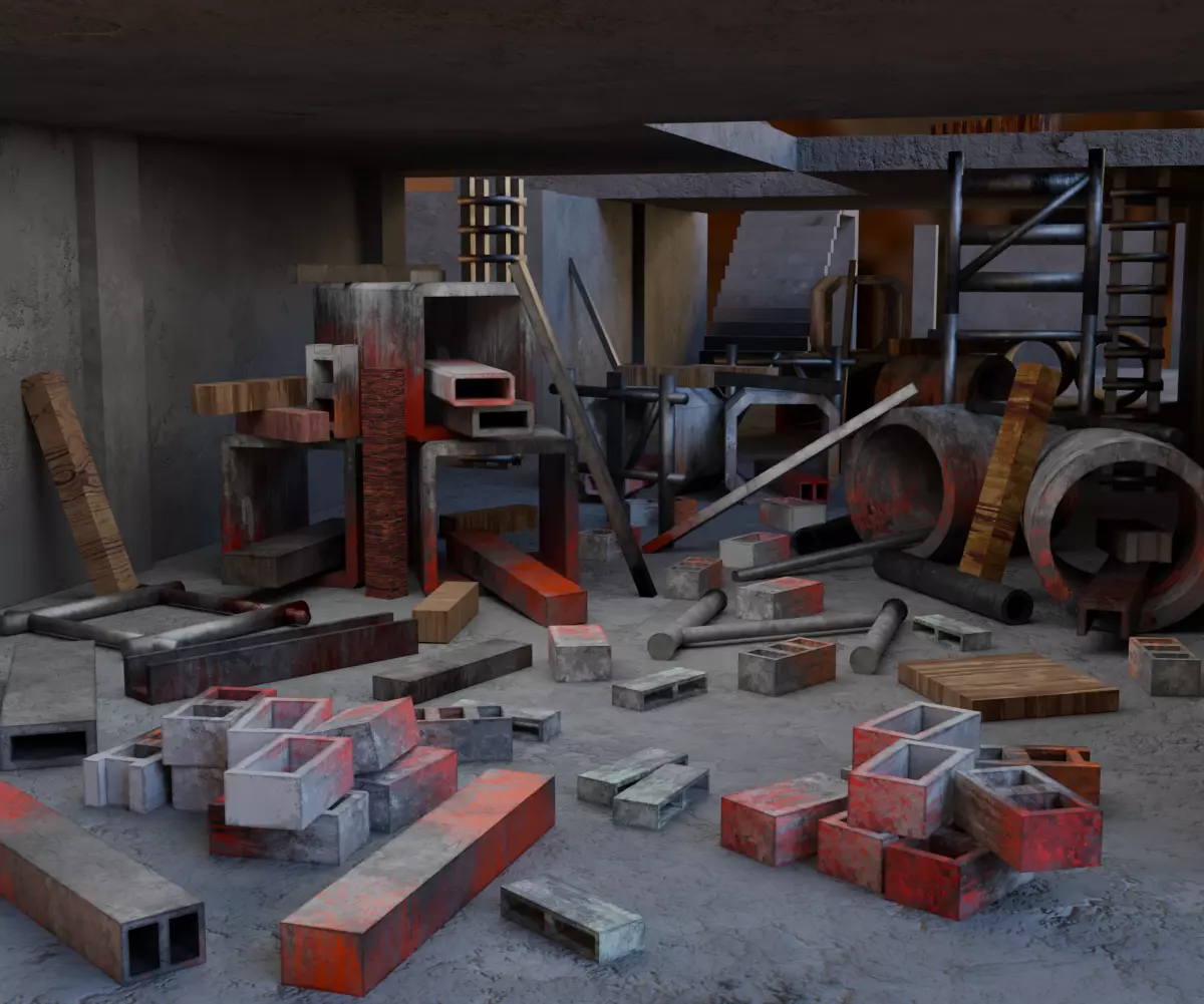 Abandoned Building Site - Environment 003 Low-poly 3D model_12