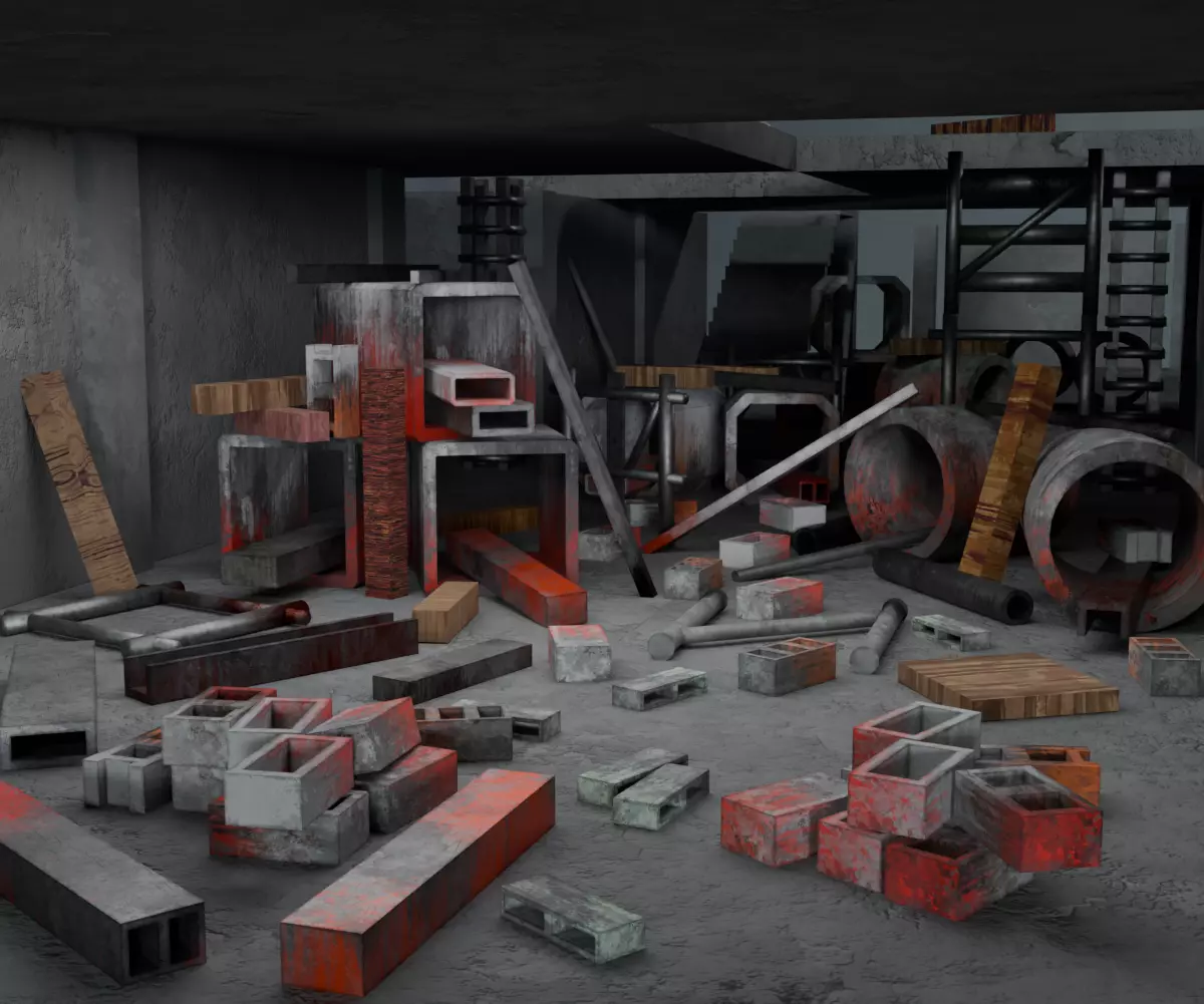 Abandoned Building Site - Environment 003 Low-poly 3D model_16