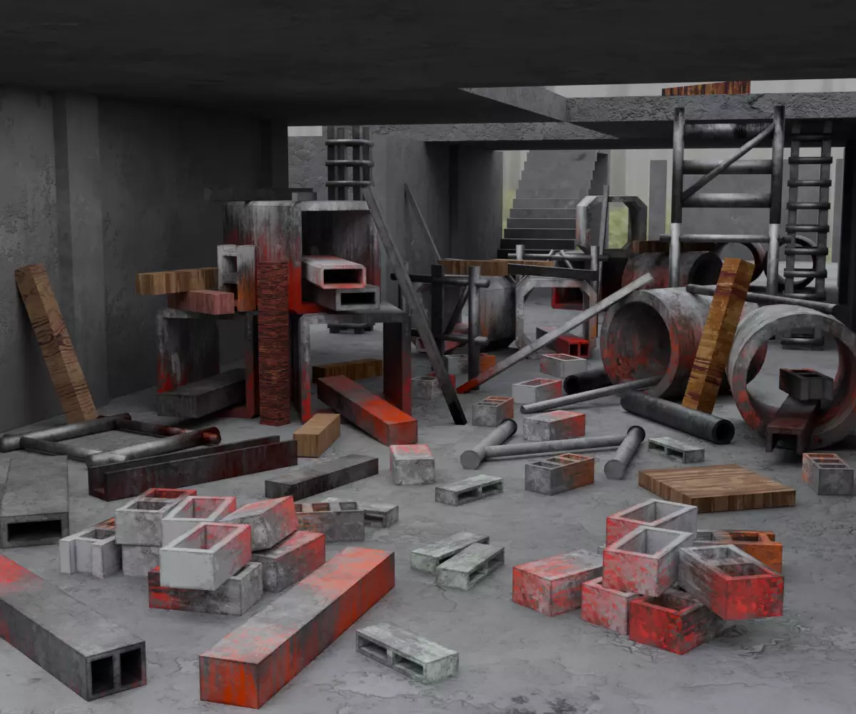 Abandoned Building Site - Environment 003 Low-poly 3D model_4