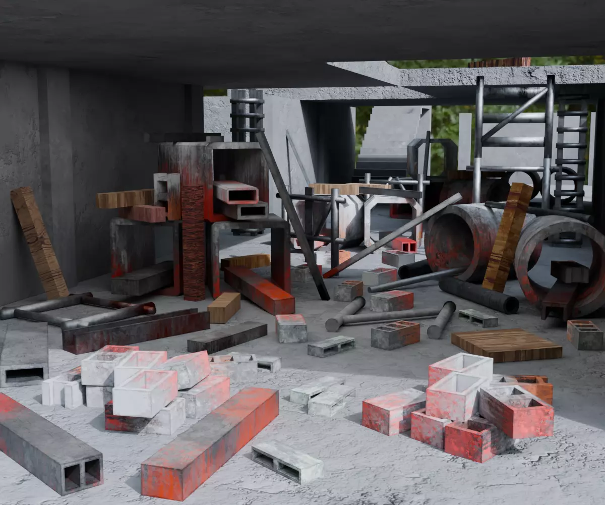 Abandoned Building Site - Environment 003 Low-poly 3D model_2