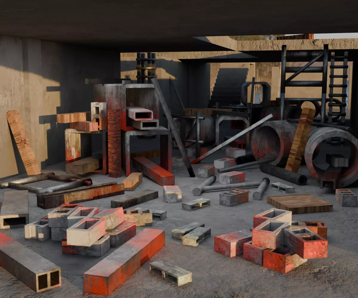 Abandoned Building Site - Environment 003 Low-poly 3D model_8