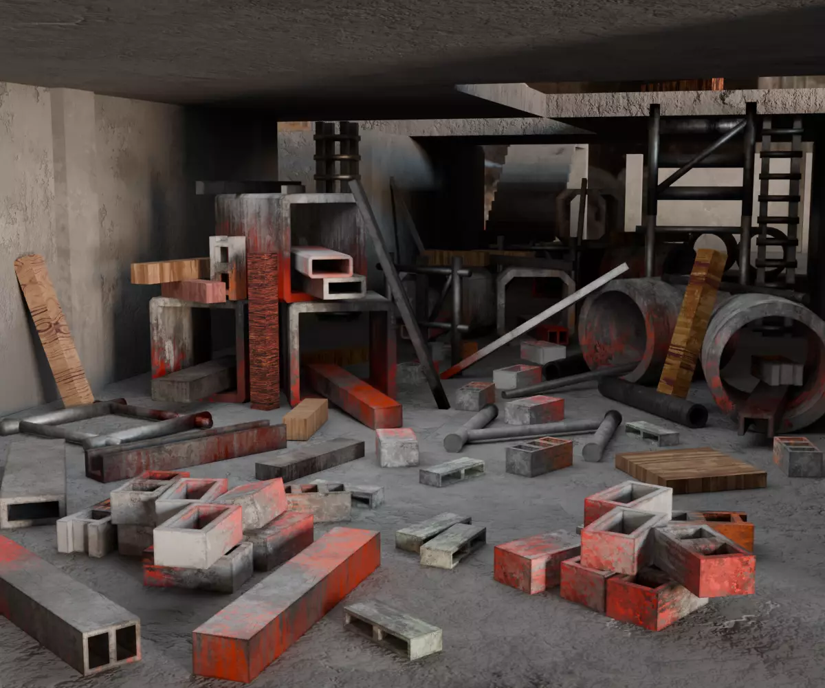 Abandoned Building Site - Environment 003 Low-poly 3D model_5