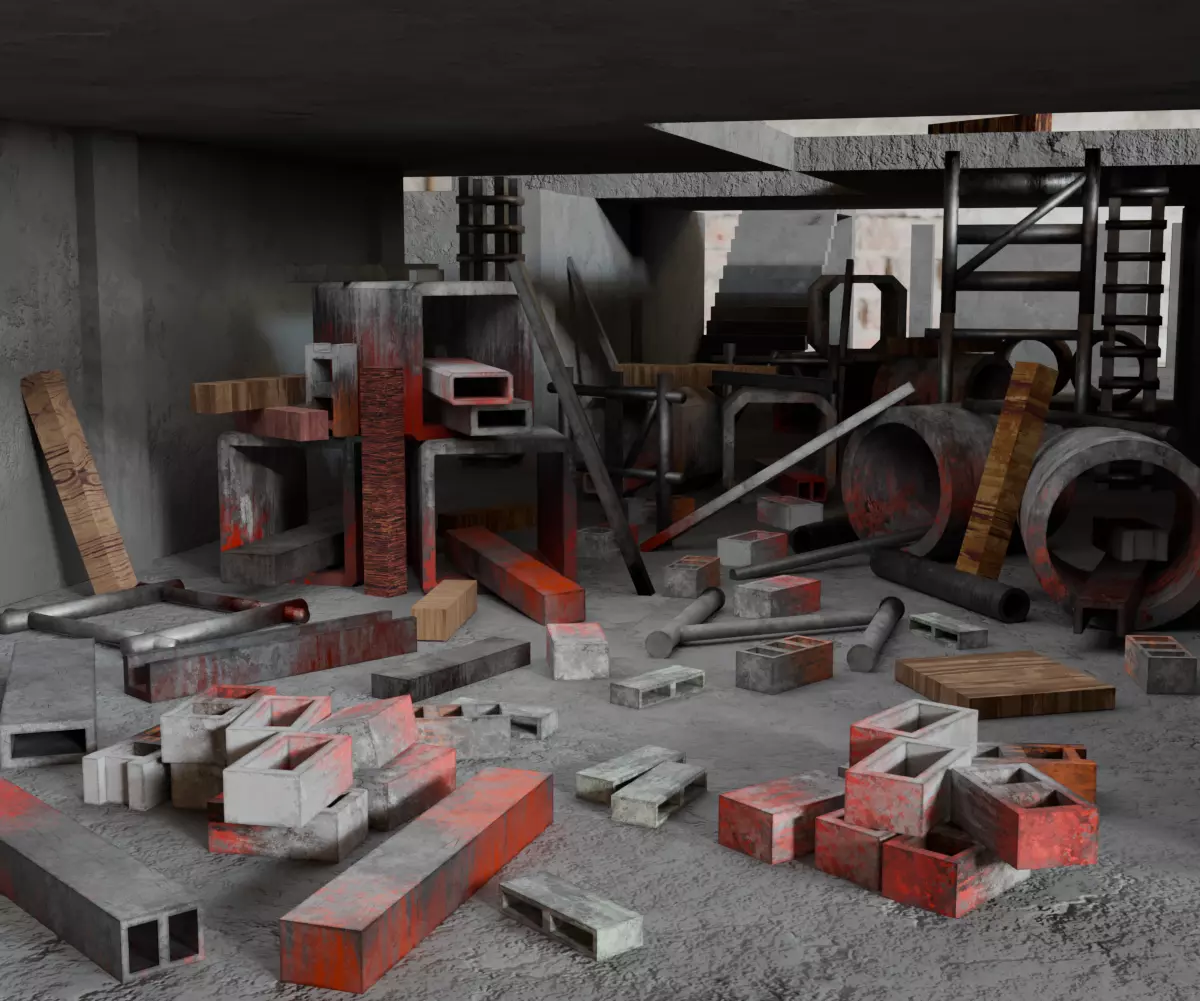 Abandoned Building Site - Environment 003 Low-poly 3D model_7