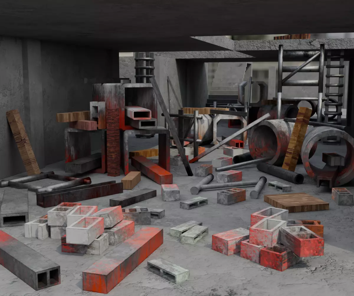 Abandoned Building Site - Environment 003 Low-poly 3D model_11