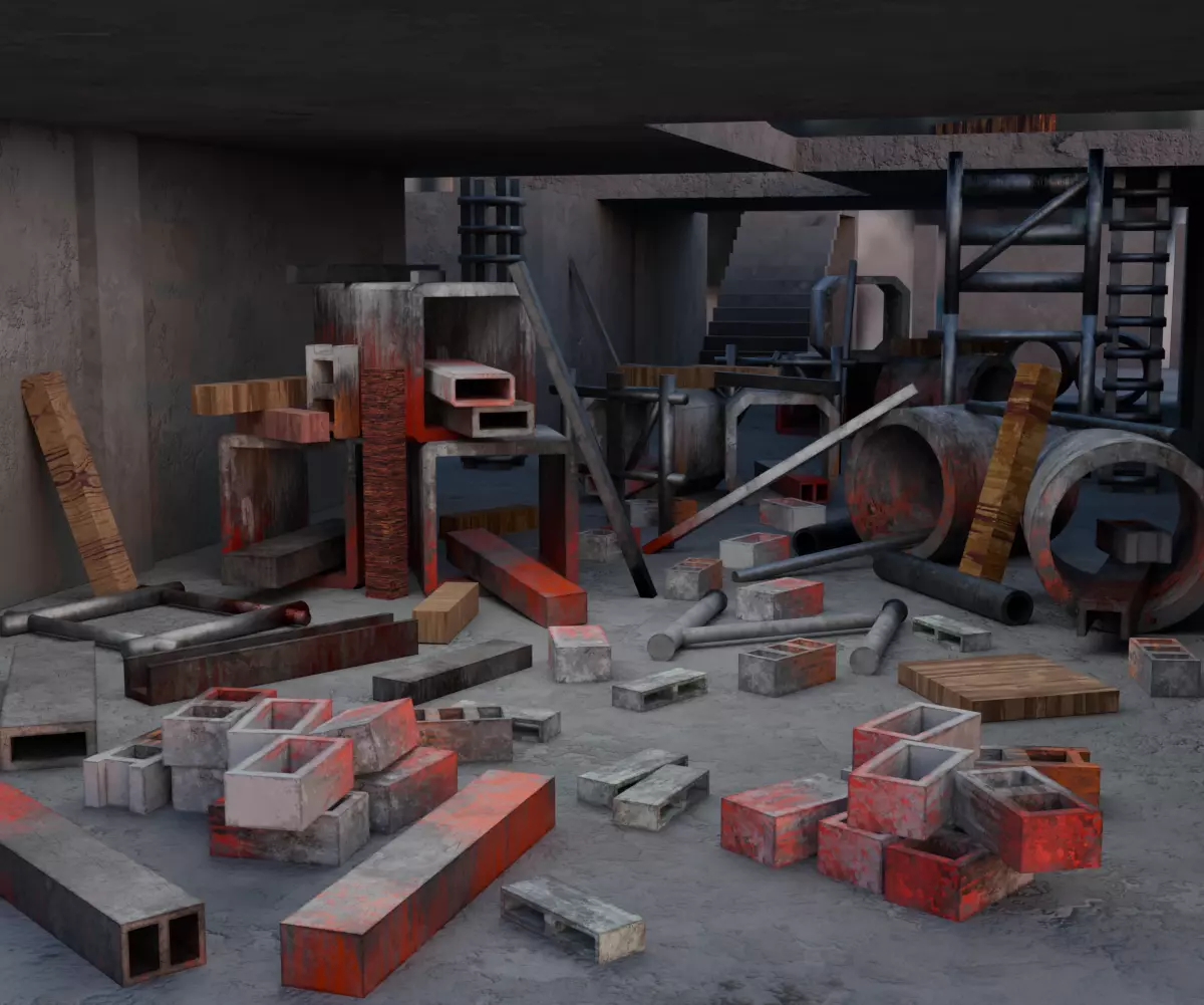 Abandoned Building Site - Environment 003 Low-poly 3D model_18