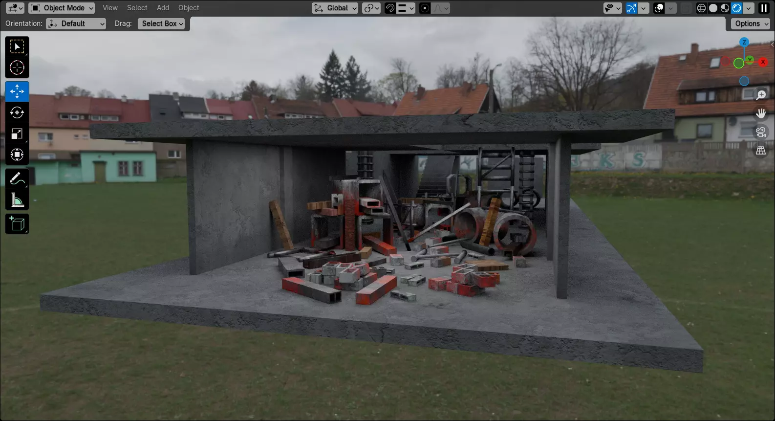 Abandoned Building Site - Environment 003 Low-poly 3D model_19