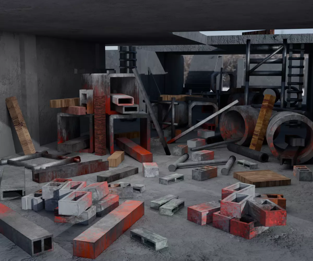 Abandoned Building Site - Environment 003 Low-poly 3D model_9