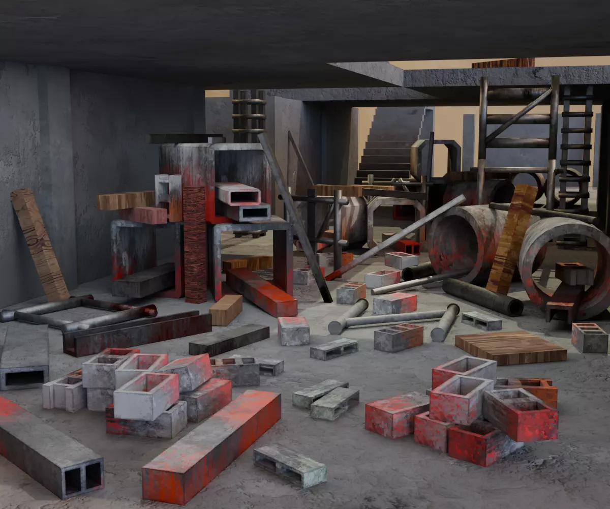 Abandoned Building Site - Environment 003 Low-poly 3D model_14