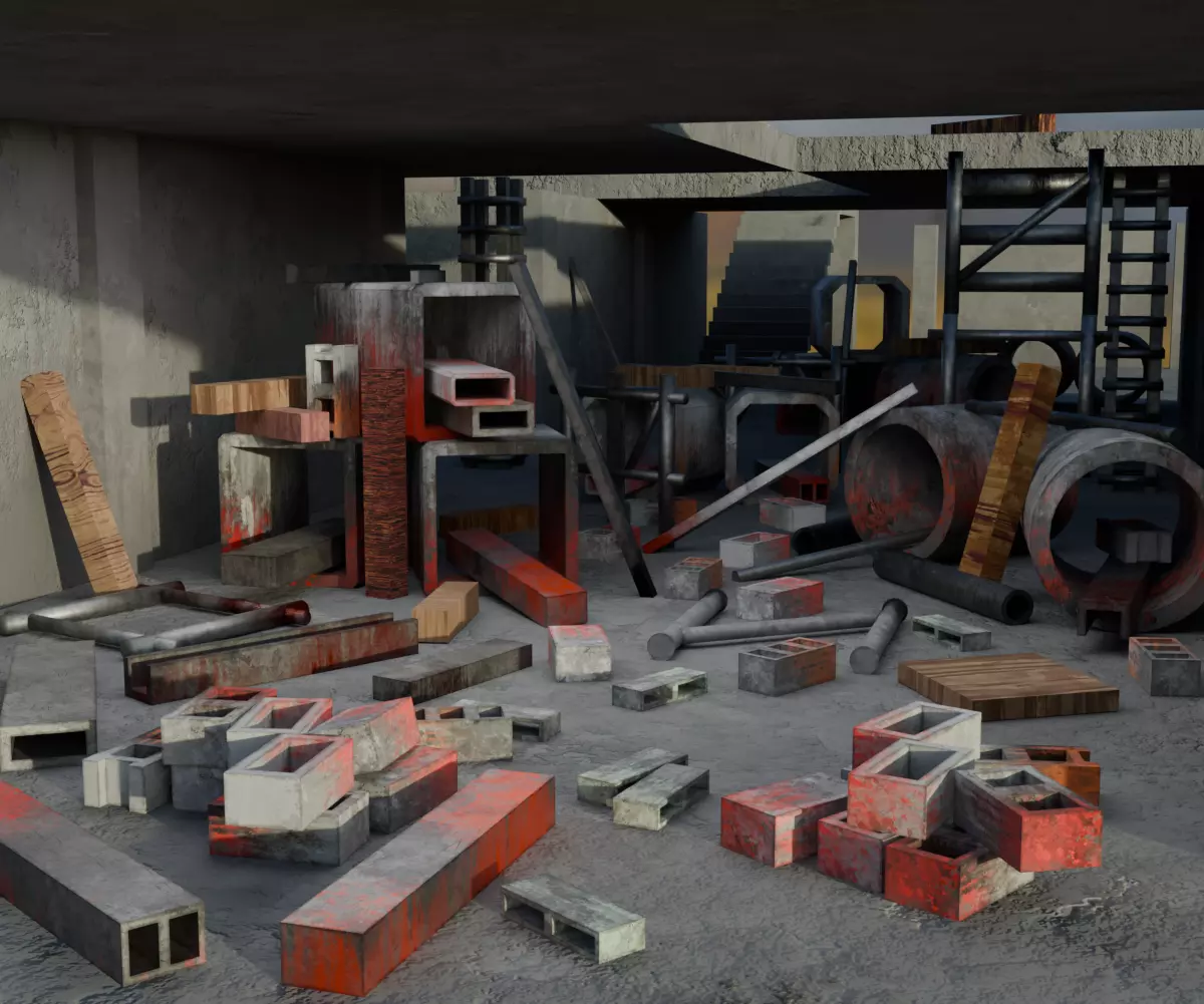 Abandoned Building Site - Environment 003 Low-poly 3D model_17