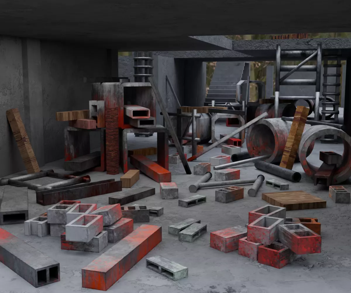 Abandoned Building Site - Environment 003 Low-poly 3D model_3