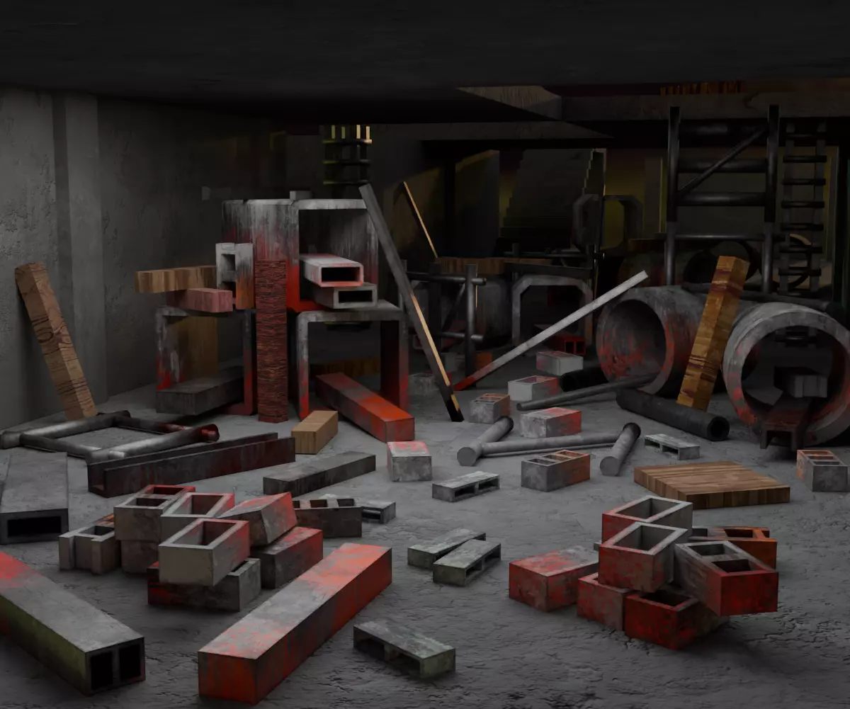 Abandoned Building Site - Environment 003 Low-poly 3D model_15