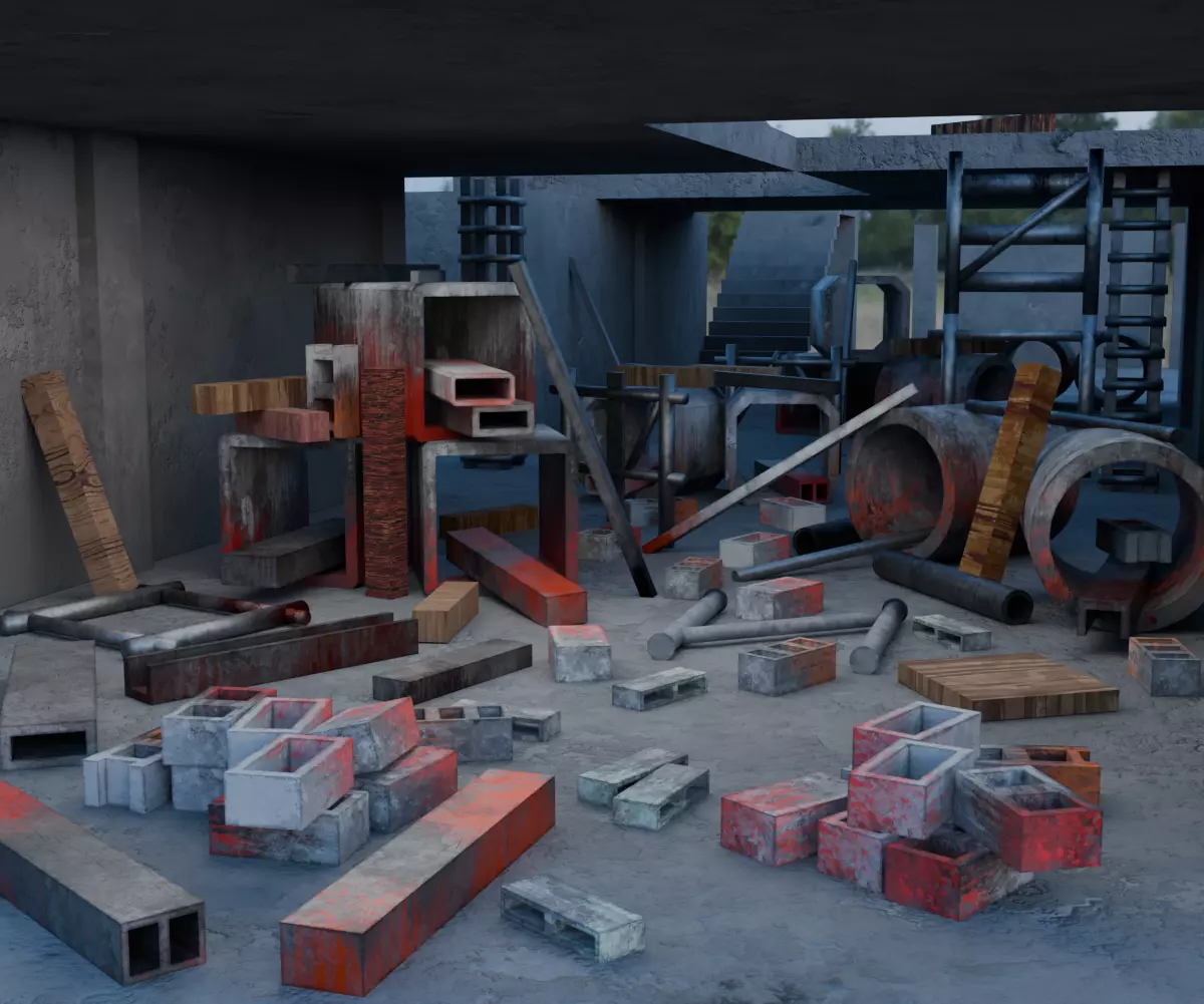 Abandoned Building Site - Environment 003 Low-poly 3D model_6