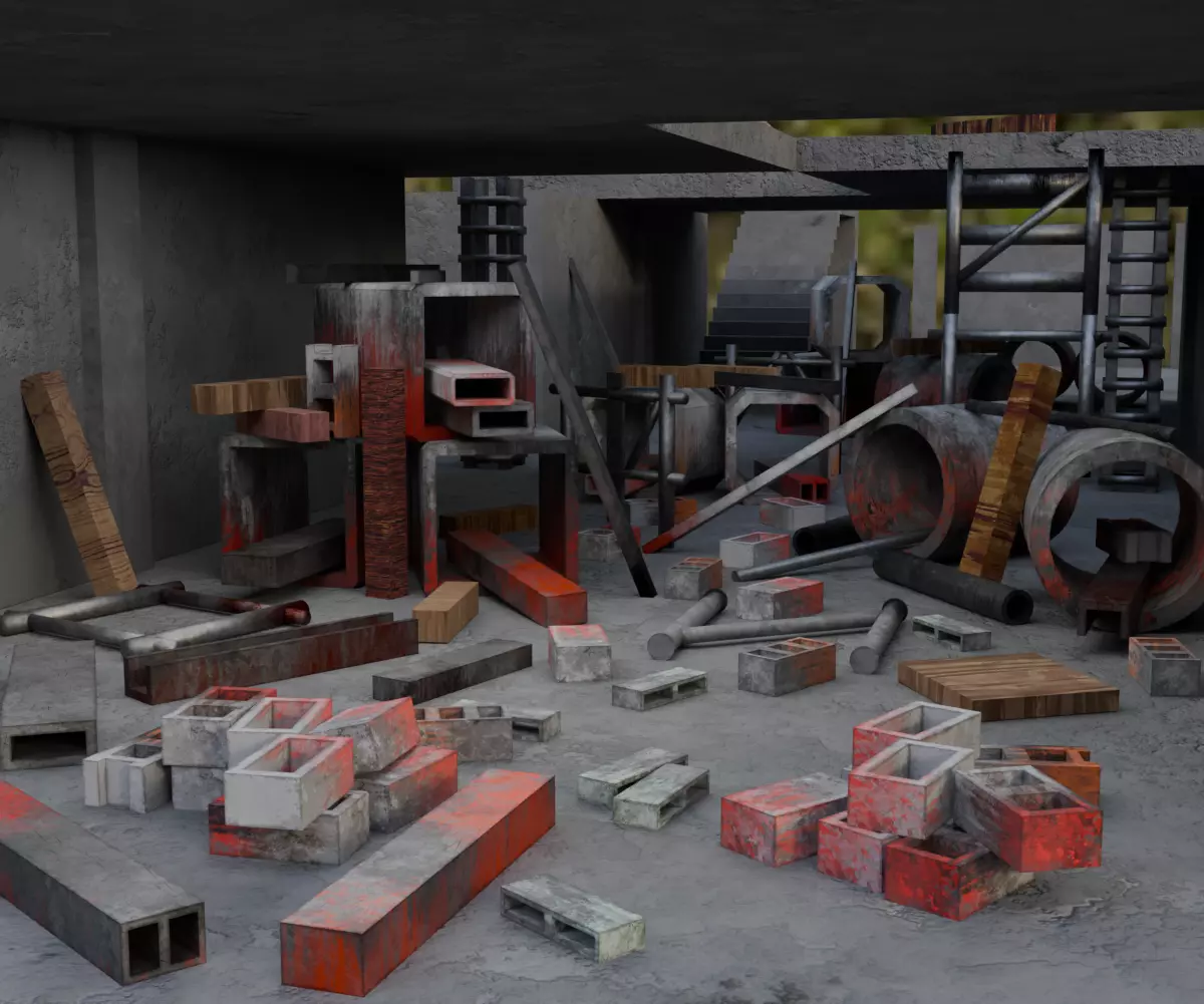 Abandoned Building Site - Environment 003 Low-poly 3D model_13