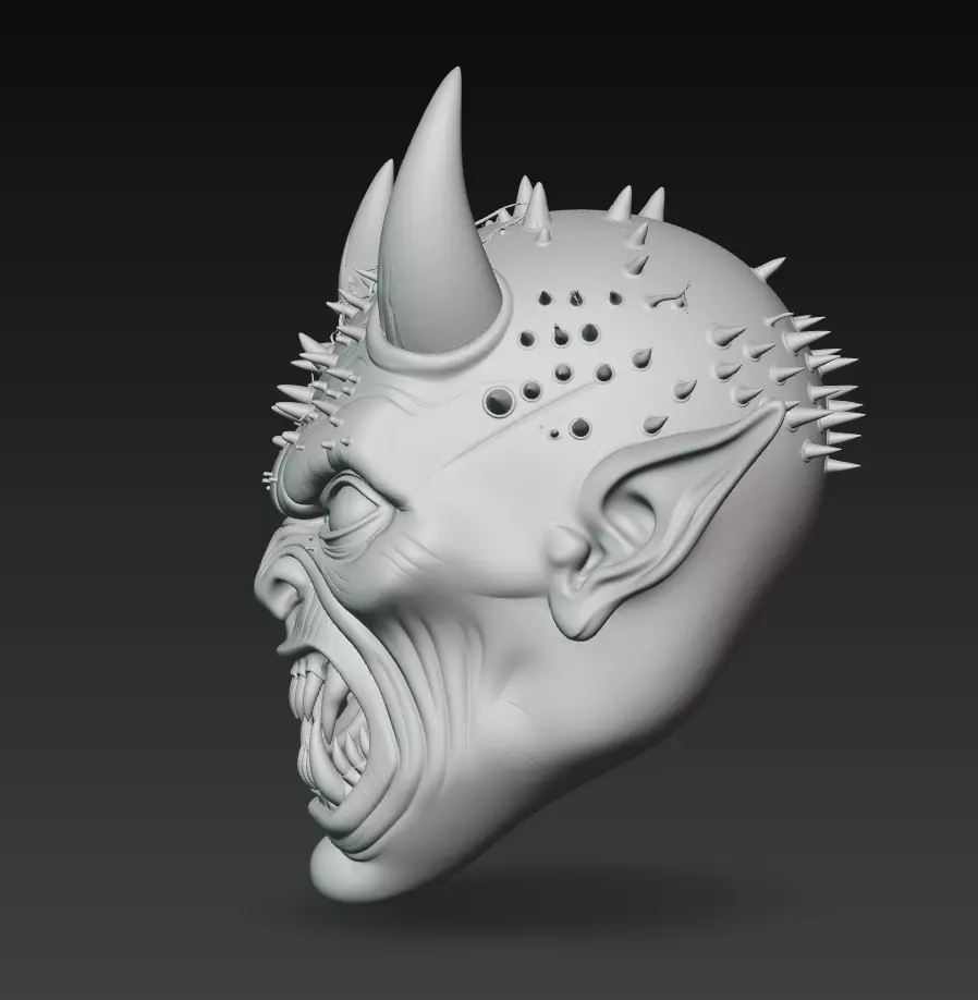 Infernal Demon Head - Stylized Horror Sculpture 3D Model 3D print model_12
