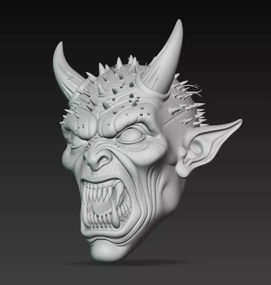 Infernal Demon Head - Stylized Horror Sculpture 3D Model 3D print model_11