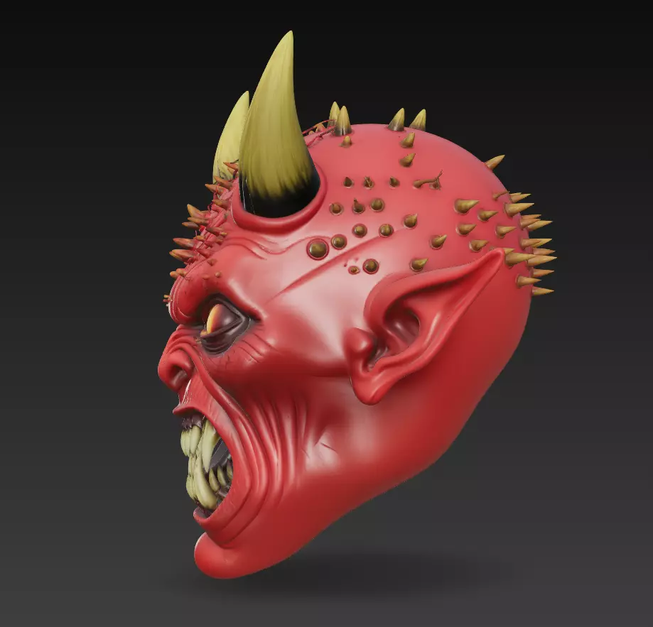 Infernal Demon Head - Stylized Horror Sculpture 3D Model 3D print model_4