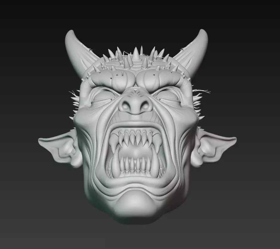 Infernal Demon Head - Stylized Horror Sculpture 3D Model 3D print model_9
