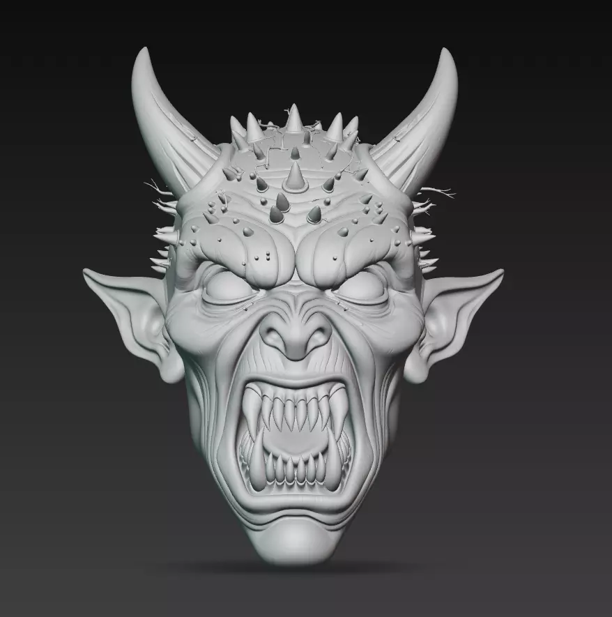 Infernal Demon Head - Stylized Horror Sculpture 3D Model 3D print model_10