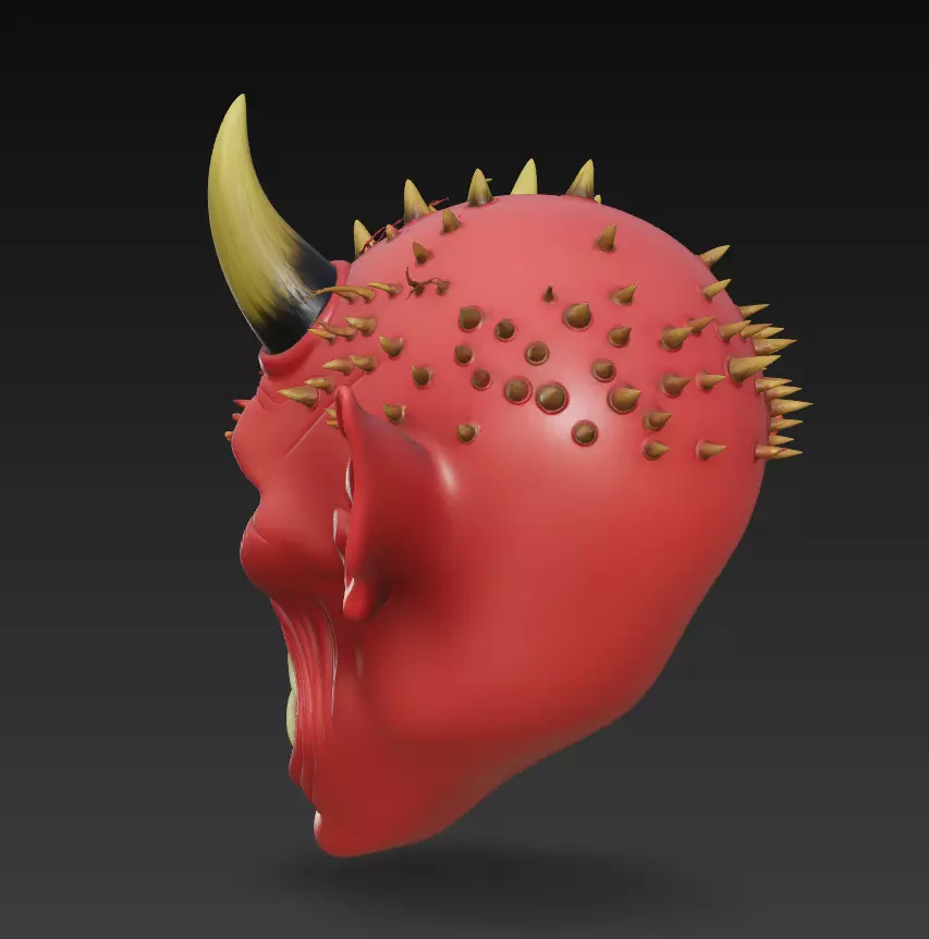 Infernal Demon Head - Stylized Horror Sculpture 3D Model 3D print model_5