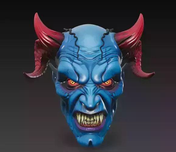 Blue Demon Lord - Stylized Fantasy Bust 3D Model 3D print model