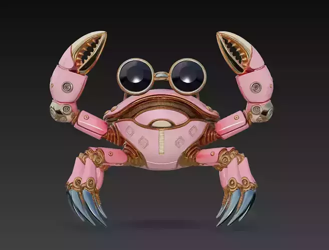 Pink Mecha Crab - Luxury Robotic Sculpture 3D Model