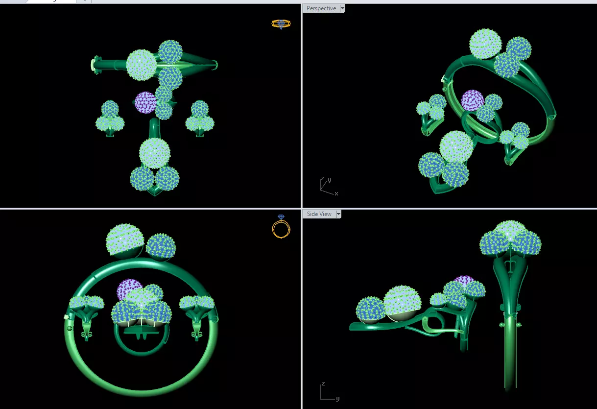 Pendant Earrings Rings Bracelet Combo 3D 3D print model_2