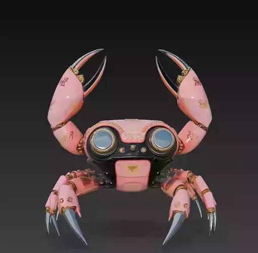 Royal Mecha Crab - Couture Robotic Sculpture 3D Model