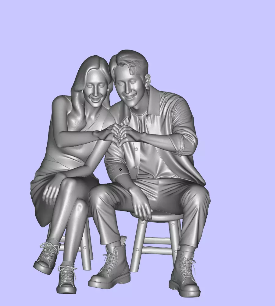 Couple making heart shape 3D print model_0