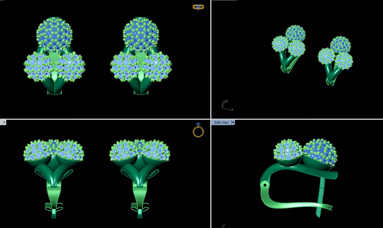 Pendant Earrings Rings Bracelet Combo 3D print model_0