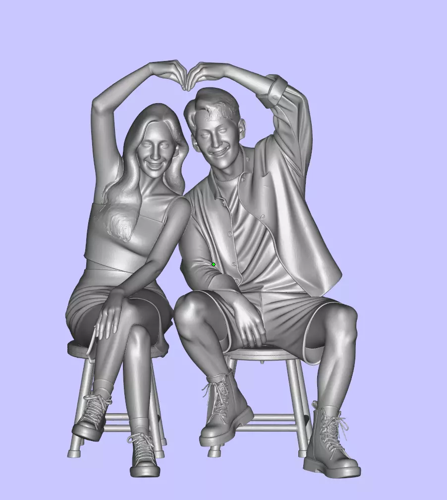 Couple making heart shape 3D print model_0