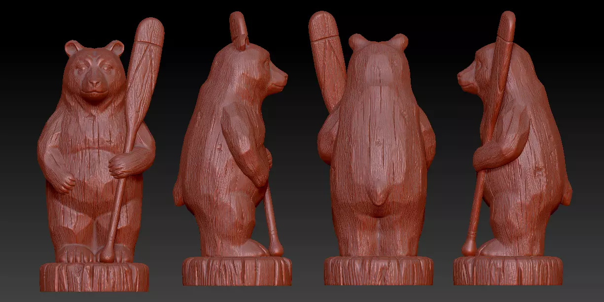 a bear holding a paddle 3D print model