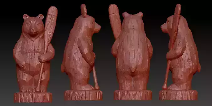 a bear holding a paddle