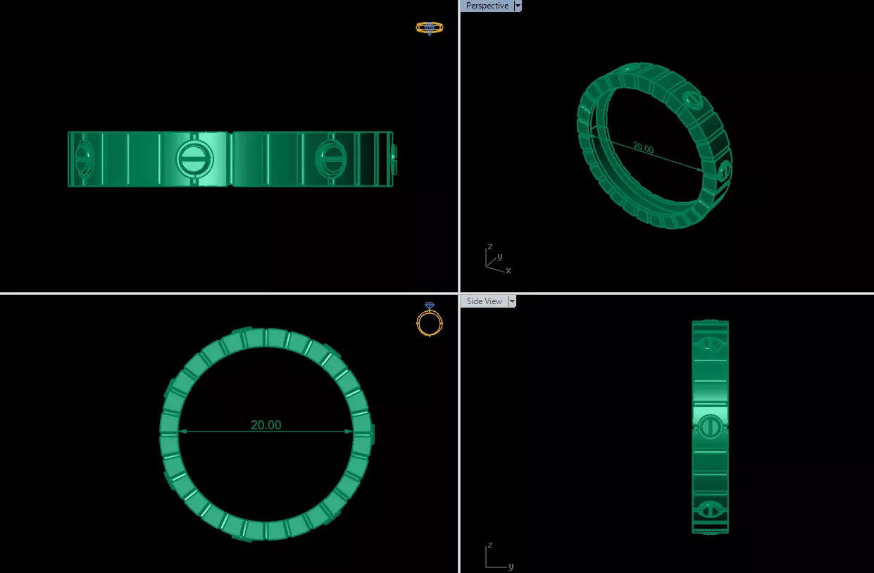 Pendant Earrings Rings Bracelet Combo 2 combo 3D print model_10