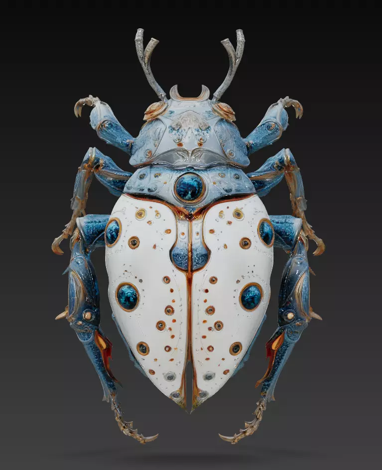 Celestial Platinum Beetle - Luxury Cyber Sculpture 3D Model 3D print model