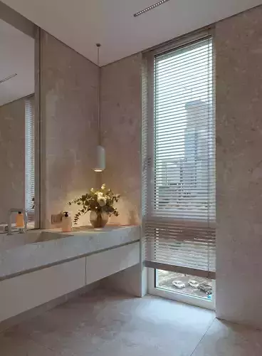 Highrise apartment bathroom