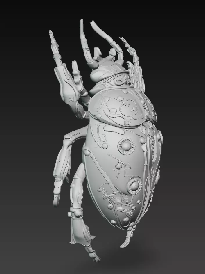 Cyber Jewel Beetle - Futuristic Metallic Insect 3D Model 3D print model_10