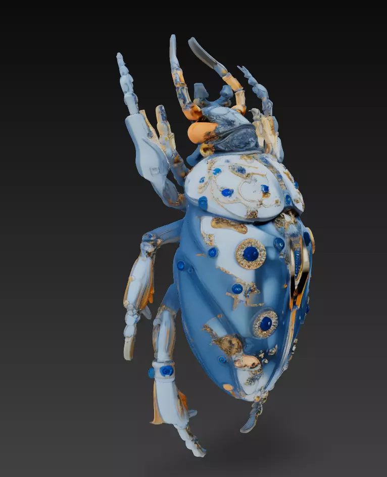 Cyber Jewel Beetle - Futuristic Metallic Insect 3D Model 3D print model_2