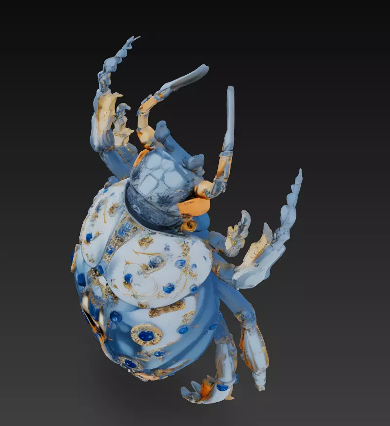 Cyber Jewel Beetle - Futuristic Metallic Insect 3D Model 3D print model_4