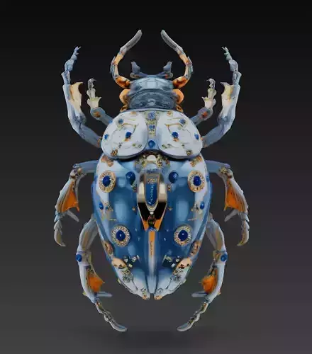 Cyber Jewel Beetle - Futuristic Metallic Insect 3D Model 3D print model