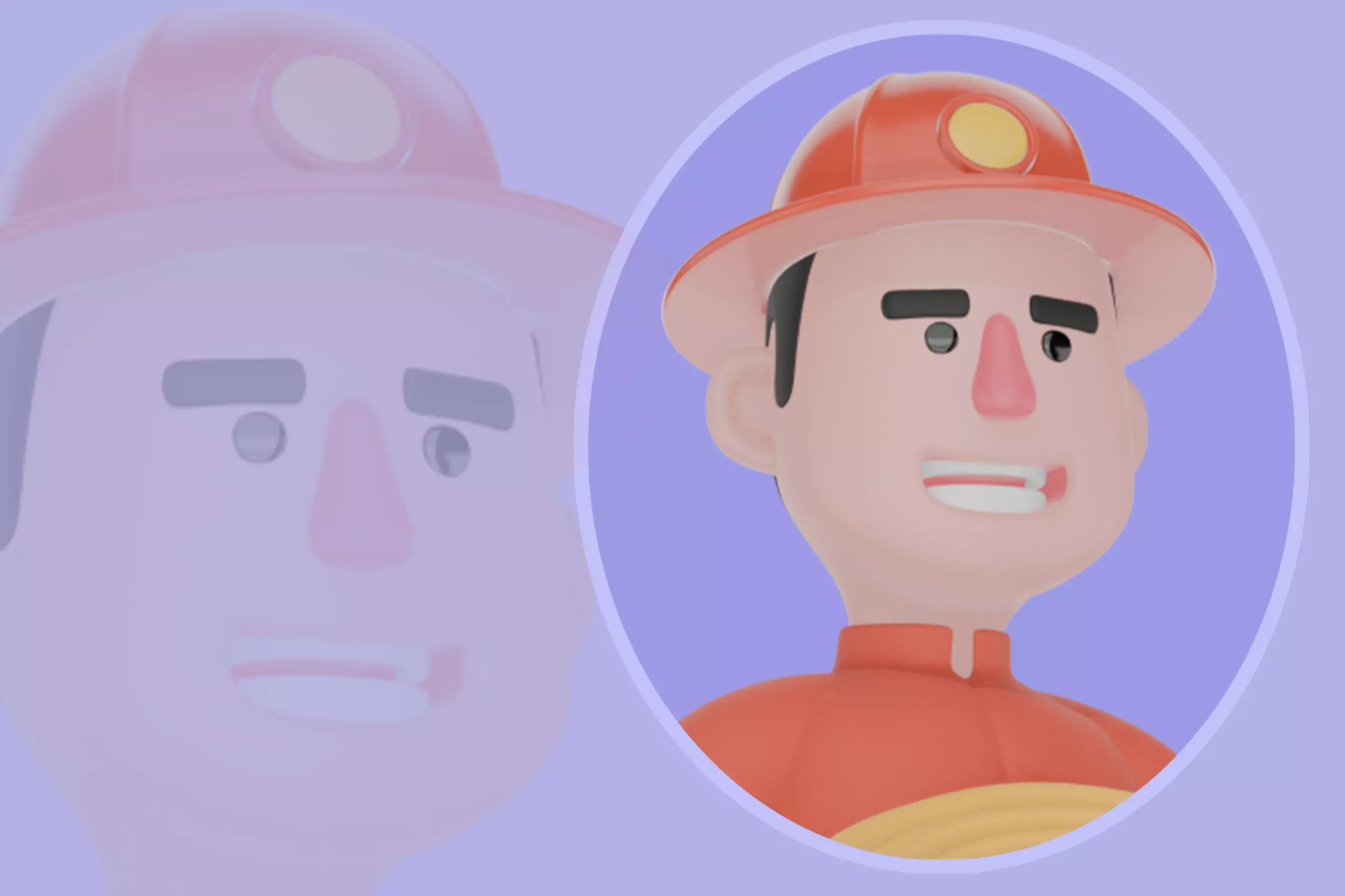 Stylized 3D Firefighter Holding Yellow Hose - Cartoon Fireman 3D model_0