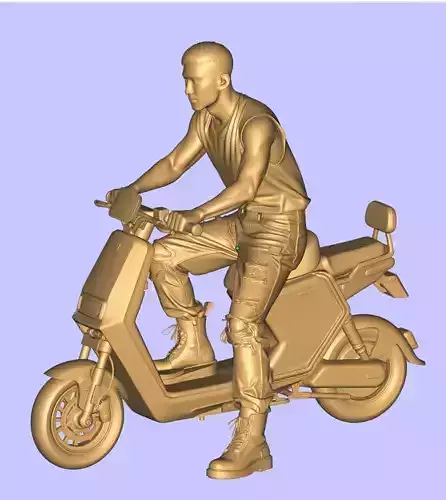 Man riding an electric motorcycle